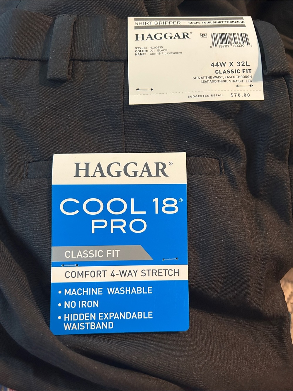 Haggar Cool 18 Pro Classic Fit Men’s Black Chinos